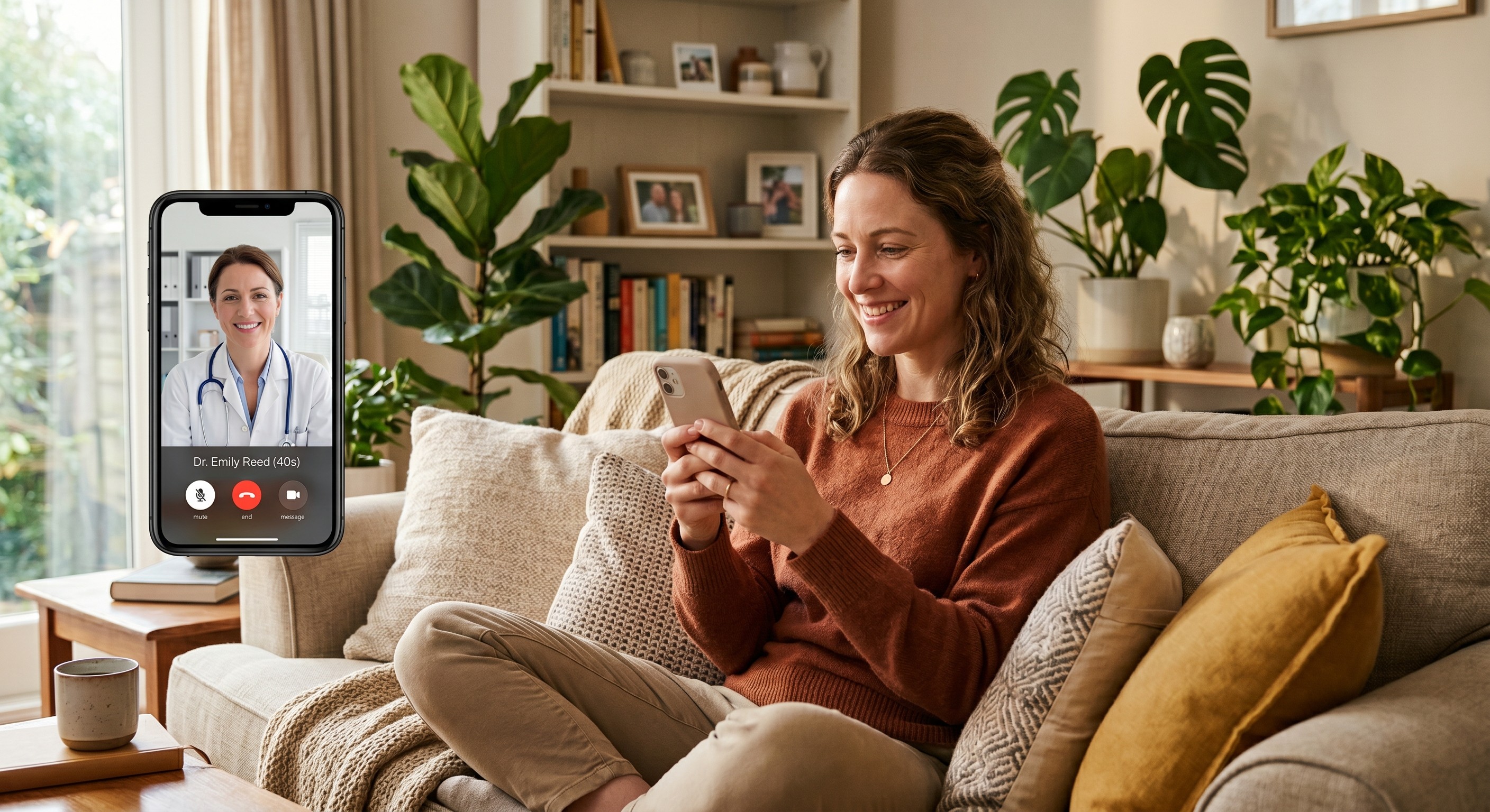 Person using telehealth on their phone